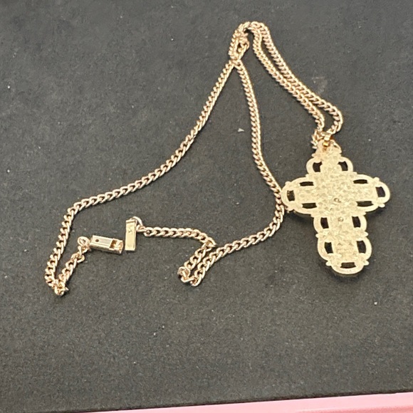 Vintage Gold and Blue Cross Pendant Necklace Made In Germany - Picture 8 of 9